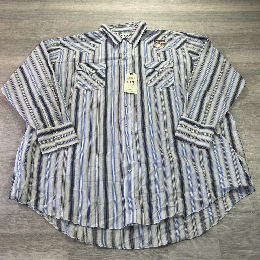 NEW Ely Cattleman Shirt Mens Big 3X Multi Stripe Western Pearl Snap Long Sleeve
